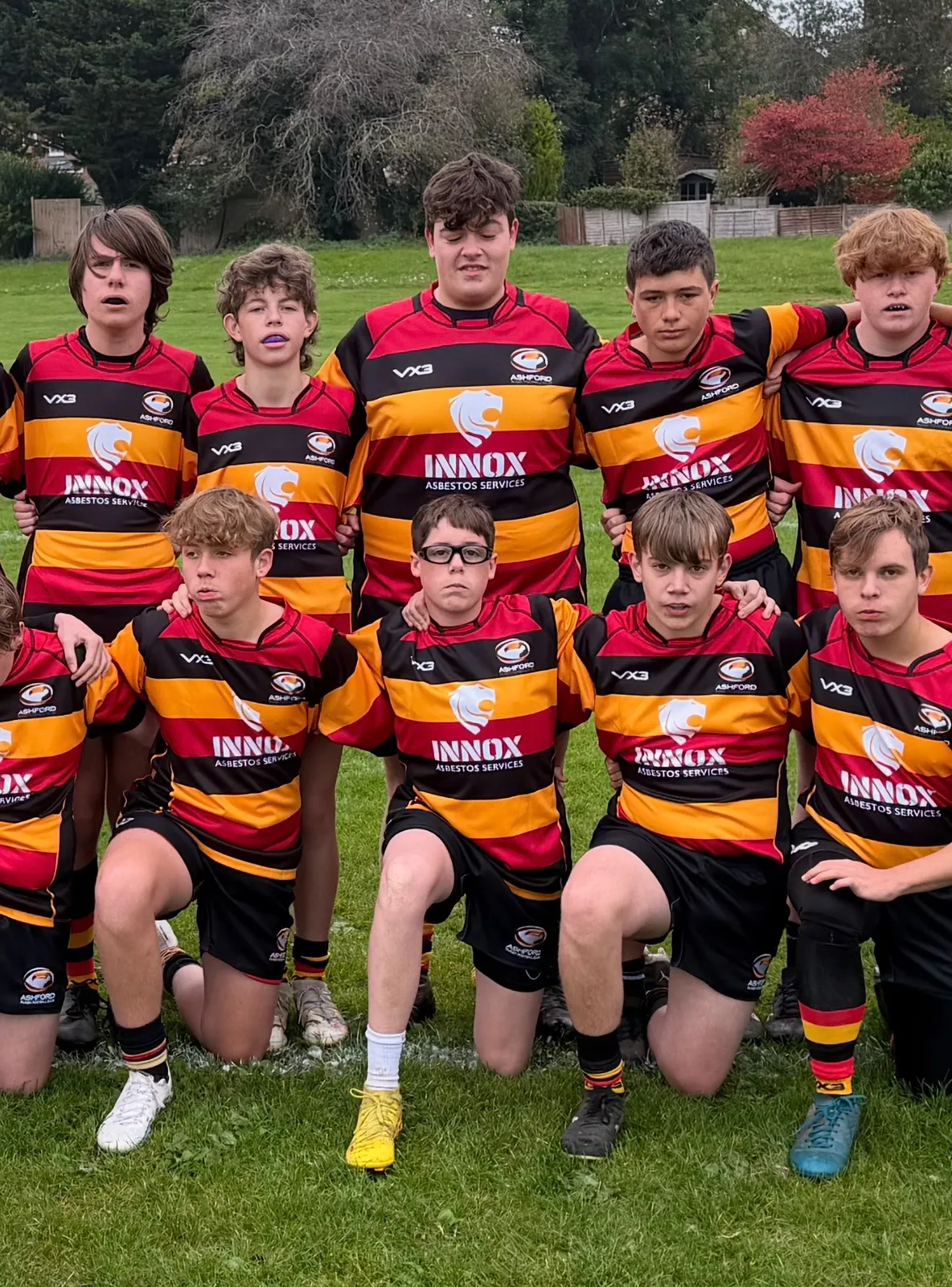 Ashford RFC juniors in their INNOX-branded kit