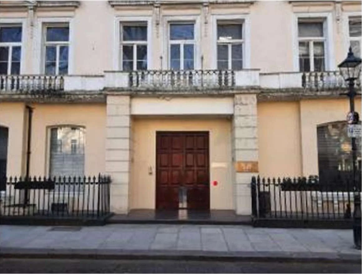 Grade II listed facade of 35-43 Brunei Halls, London